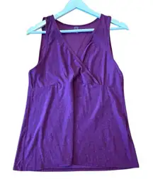 Beyond the Bump Beyond yoga purple faux wrap maternity top large