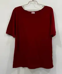 LuLaRoe Women's Deep Heathered Red Top Blouse Size 3XL Short Sleeve