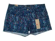 Levi's women's size 14 printed denim shorts red blue western new jean