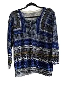 Joseph A. Top Women's Size XL Button Up Sweater Lightweight Long Sleeve Blue
PL