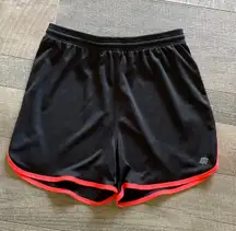 Women’s  Black & Orange, Drawstring Athletic Shorts. Size Medium.