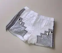 J Crew Collection 100% Linen White Embroidered Tassel Lined Shorts! Size M