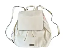 Victoria’s Secret White Faux Leather Pull String Backpack Casual Shoulder Bag