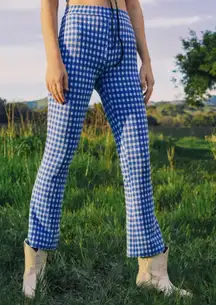 Urban Outfitters Pants gingham check casey kick flare womens Blue (xsmall)
