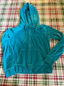 PINK Victoria's Secret medium velour blue Love Pink sequin bling hoodie