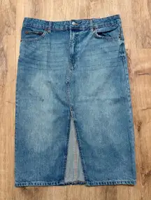 MNG | Denim Blue Jean Front Slit Midi Skirt