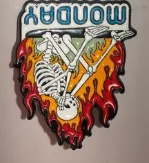 Fire Flames Monday Skeleton Funky Y2K Boho Scatter Pin