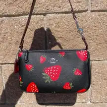 Coach Wild Strawberry Print Nolita 19 Coated Canvas Leather Handbag