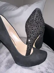 Crystal Black High Heels Pumps Stilettos