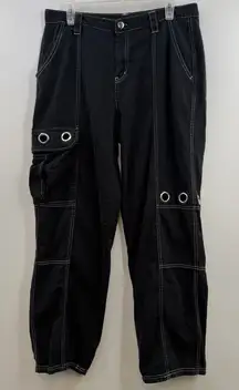 Hot Topic Black White Contrast Grommet Carpenter Pants size 11 wide leg relaxed
