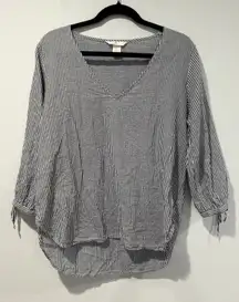 H&M Top Womens 6 Seersucker Striped Coastal Quiet Luxury Old Money Travel Preppy