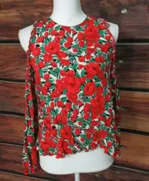 Flowers Print Daisy Blouse Top Tee Shirt Long Sleeve Off Shoulders