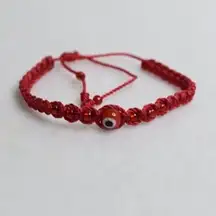 Trendy Red Evil Eye Braided Cord Ajustable Goth Witchy Fairy Like New Bracelet