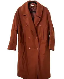 H&M ‎ Double Breasted Wool Coat in Brown Sz Small