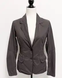 M0851 Brown Deep Purple Lightweight 2 Button Crinkled Short Blazer XS