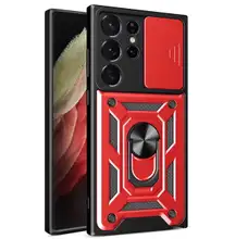 Red Shockproof Kickstand Case with Camera Lens Cover – Moto G Stylus 5G