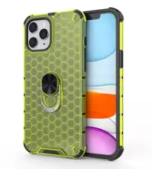 iPhone 12Pro Max Cute Honeycomb Airbag Shockproof Case W/ Ring - Green