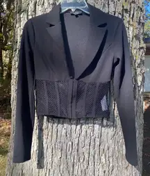 🖤Privy Size Medium Black Fishnet Corset Waistline Blazer  🖤