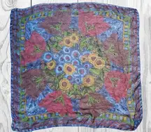 Kenzo Scarf Floral Women's Large Semi Sheer Handkerchief Vintage