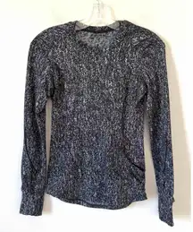Lululemon Athletic Running Reflective Warm Long Sleeve Shirt Black White Size 2