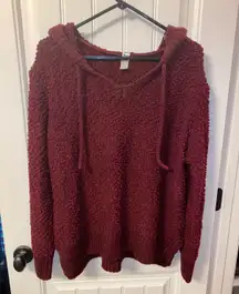 Maroon Popcorn Hooded Sweater 