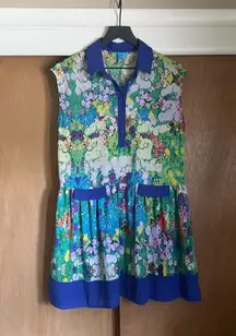 NWOT L’amour Nanette Lepore watercolors sleeveless shirt dress, size medium