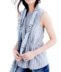 J.CREW Womens Structured Peplum Blue White Striped Sleeveless Top XS