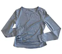 NWT Halara Long Sleeve Side Rouched Dri Fit Top Blue Gray Size XL