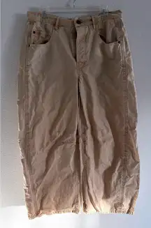 We The Free Good Luck Mid Rise Barrel Jean Womens 30 Tan Button Fly Denim Boho