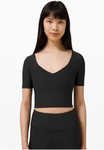 Lululemon Ribbed Contoured Align V-neck Yoga Short Sleeve T-Shirt Black