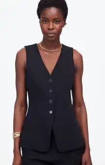 Madewell Cutaway Long Vest in Jet Black, Size 10