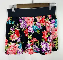 Aeropostale Floral Mini Skirt M Black Pink Y2K Coquette Soft Girl Dopamine