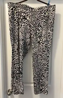 Anne Klein Zebra Print Pants - Black and Cream Size XL