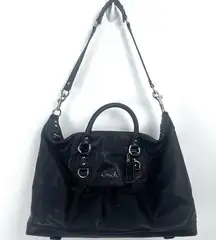 Coach  Ashley LARGE Handbag Black F15447 TRAVEL GENUINE leather 2 WAY TOTE