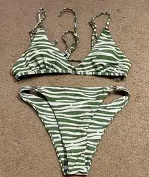 SheIn Green zebra print bikini