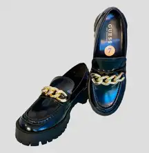 Golden Chain strap platform loafers shoes