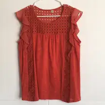 2/$15 Flutter Sleeve Top Women’s Size M