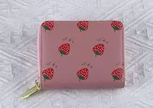 Small Wallet for Women,Cute Mini Strawberry Zipper Wallet for Girls