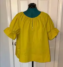 Summer Sale: Ann Taylor Green/Chartreuse Boxy Flutter Sleeve Top