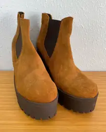 Y2K Suede Chelsea Platform Boots EU Size 40 US Size 9.5 Chunky Heel