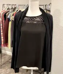 Banana Republic Black SUPER Soft Jersey Knit Open Front Cardigan