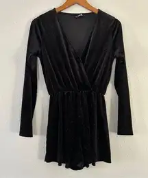 H&M Divided Black Velvet ShimmeR Silver Metallic Romper Party New Year’s Eve NYE