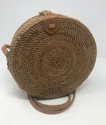Round Wicker Straw Rattan Bag Women's Hand Woven‎ Shoulder Purse