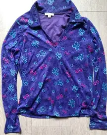 Sarah Kent Purple Floral Fleece Sweater