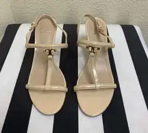 Tory Burch cream buckle patent leather heeled sandals 8