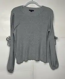 American Eagle Women’s Xl Light Gray Knit Sweater Tie Sleeve Casual Top