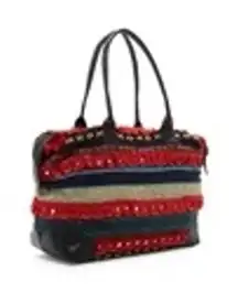 RAJ VINTAGE PATCHWORK BAG Fringe Boho Anthropologie Purse Tote Large Shoulder