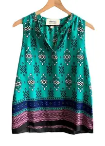 Alice Blue for Stitch Fix Teal Diamond Boho Sleeveless Blouse V-Neck Medium