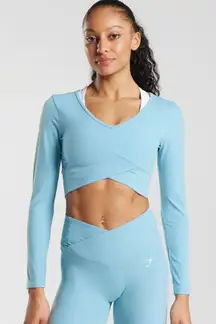 Gymshark Blue Criss Crossover Long Sleeve Crop Top