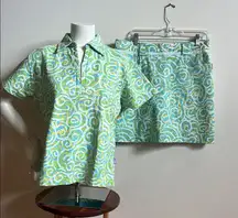 Titan Green and Blue Swirl Skirt Set